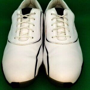 FootJoy LoPro Golf Shoes Rubber Spikes Lace Up White Leather M7.5/W9.5